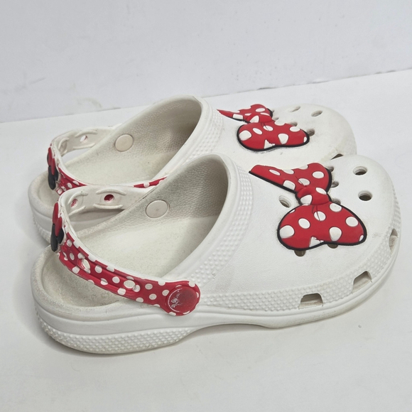 Crocs X Disney Minnie Mouse White Red Polk A Dot Bow Clogs Girls Size 13 - Picture 4 of 11